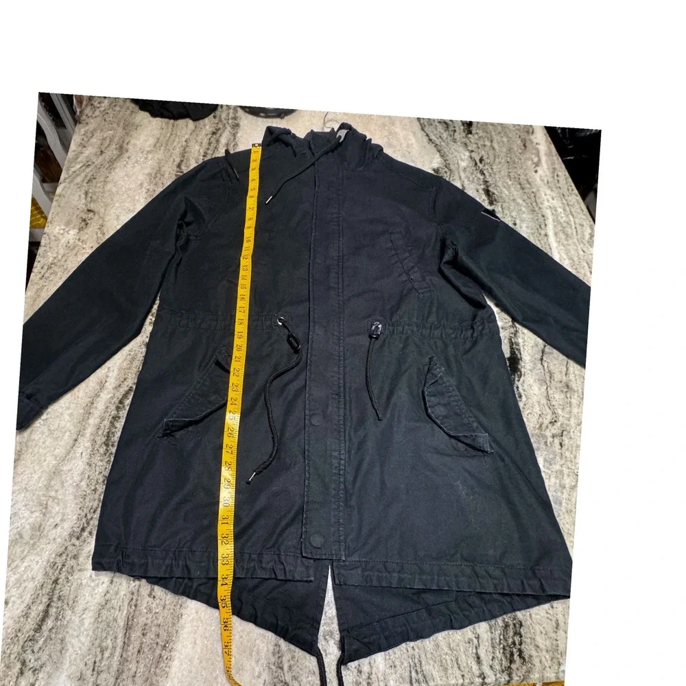 Southpole Fishtail Parka Jacket Mens L Hooded Utility Streetwear Black